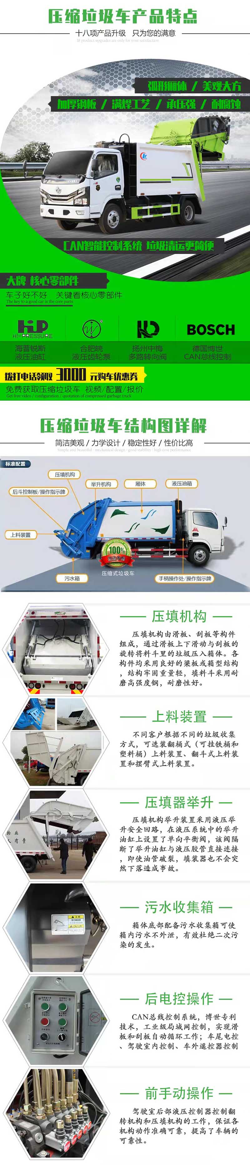 转运收集国六压缩垃圾车18727976517